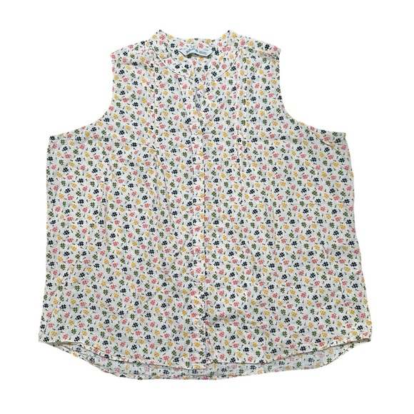 Woolrich Women’s XXL Cream Print Cotton Button Tank Top - Picture 1 of 7